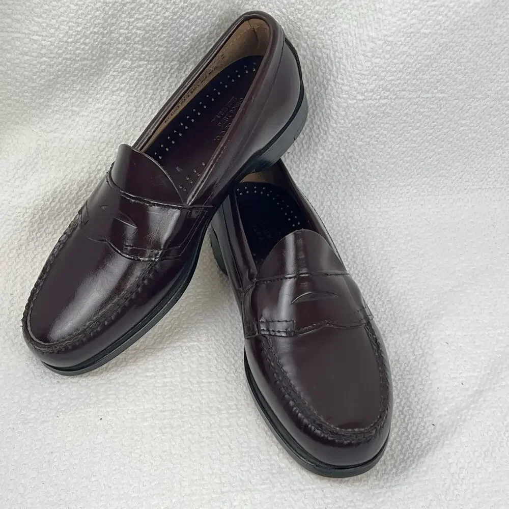 Bass Parker Weejuns Original Penny Loafers Sz 8.5 USA Burgundy Dress Shoes
